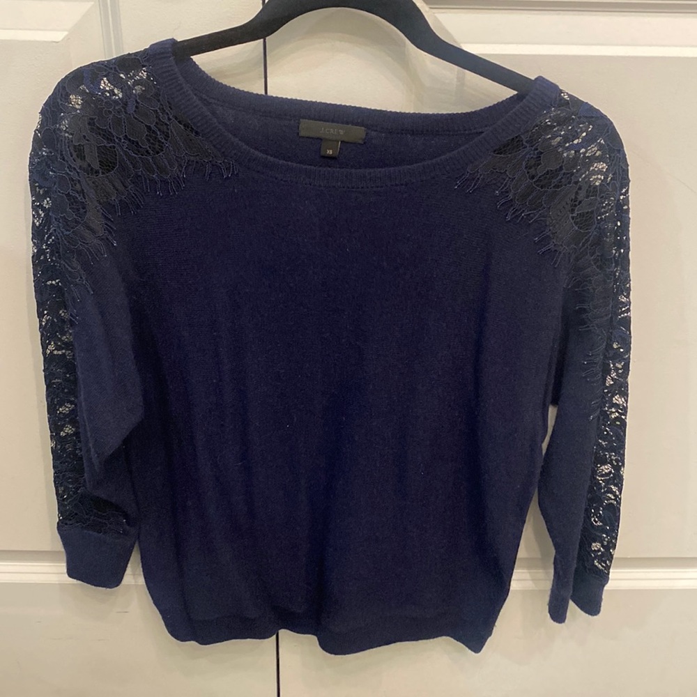 J. Crew Navy Lace Sweater Size XS